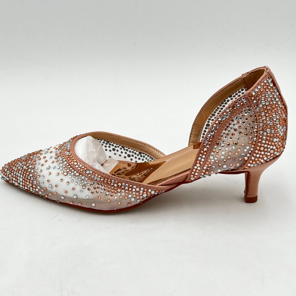XYD Bride Shoes for Wedding Day High Heel D'Orsay Slip On Studded Rhinestone